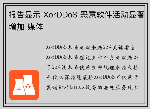 报告显示 XorDDoS 恶意软件活动显著增加 媒体
