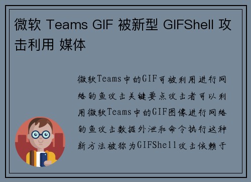 微软 Teams GIF 被新型 GIFShell 攻击利用 媒体