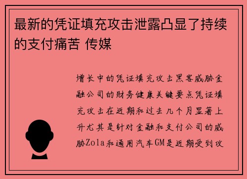 最新的凭证填充攻击泄露凸显了持续的支付痛苦 传媒